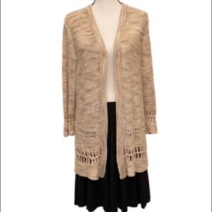 CHICO’S Long Cardigan Sweater Boho Lagenlook Sz 2 (Medium)